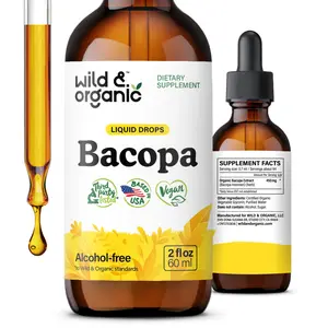 Wild & Organic's Bacopa Tincture - Supports Calm, Focus, Clarity - Bacopa Monnieri Supplement Liquid - Alcohol-Free Drops with Brahmi Extract - Vegan, Sugar-Free - 2-Month Supply