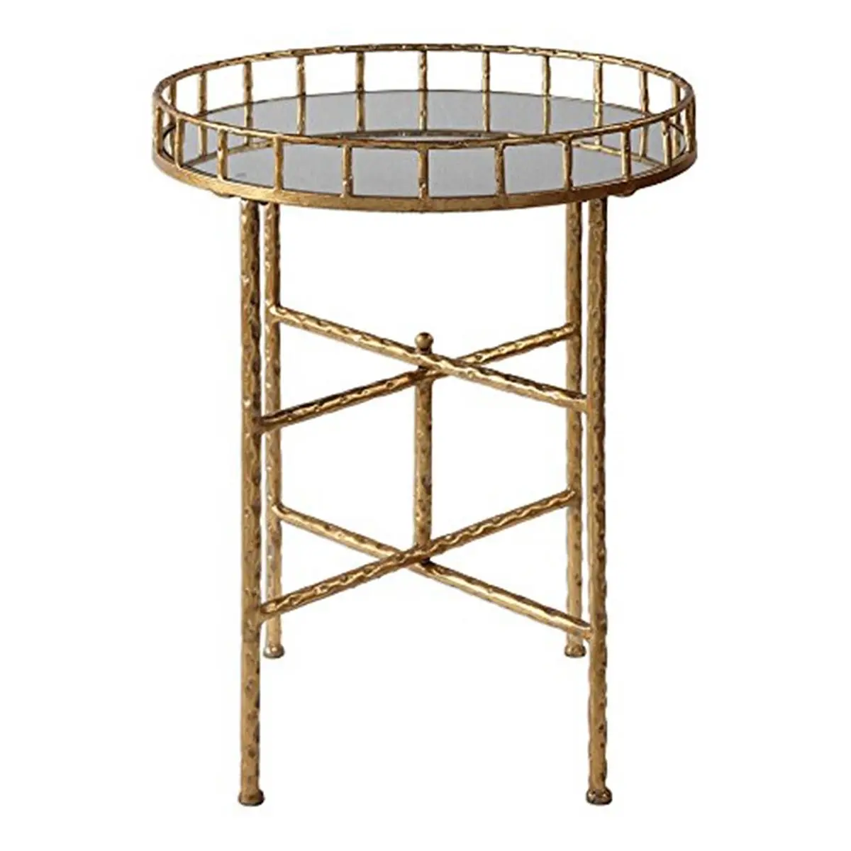 212 MAIN Tilly Modern Accent Table - Iron Base, MDF Construction, Mirrored Tabletop, 25.75x19.5x19.5 in