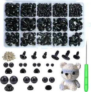 Safety Eyes and Noses, 462Pcs Black Plastic Stuffed Crochet Eyes with Washers for Crafts
