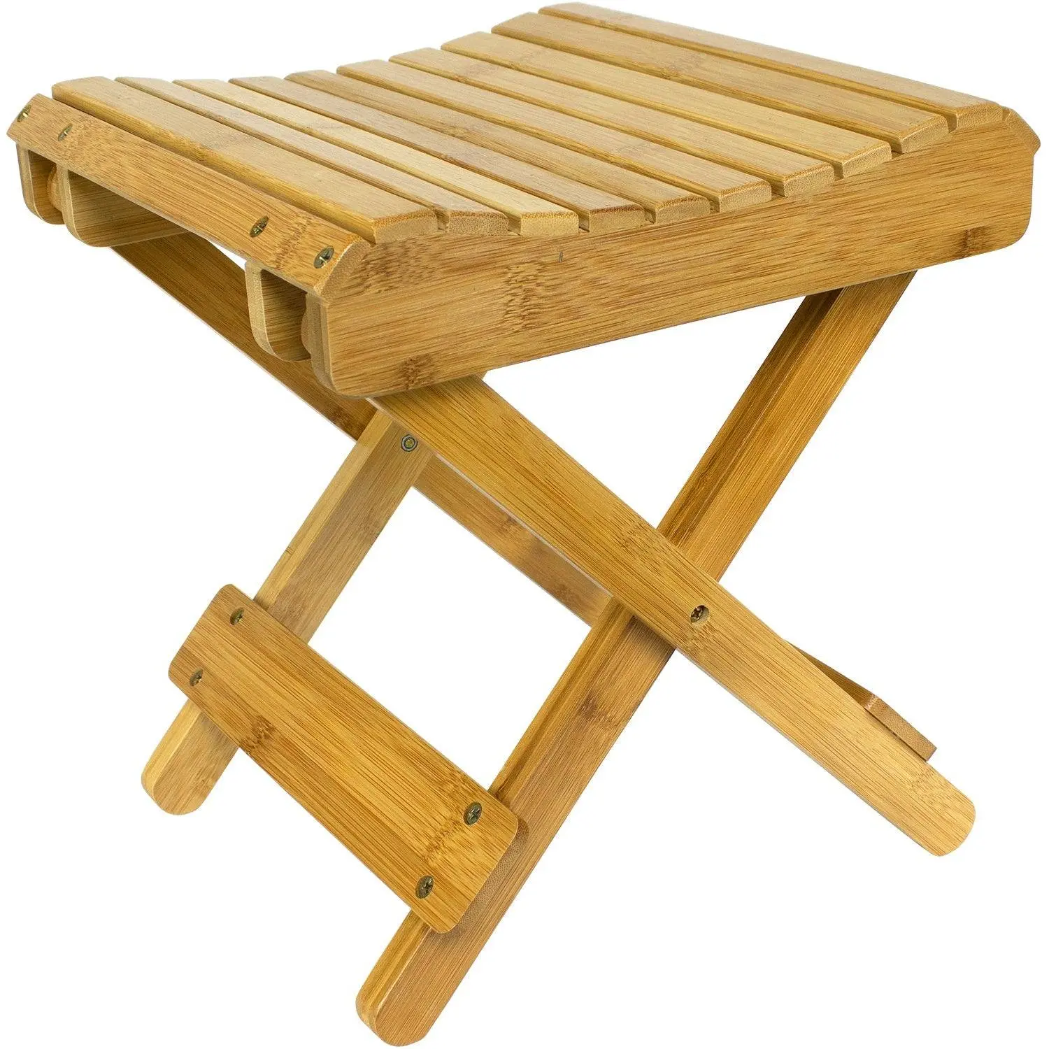 Small Bamboo Folding Stool for Bathroom or Entryway, Mold and Mildew Resistant, Fully Assembled and Foldable for Easy Storage bedroom furniture