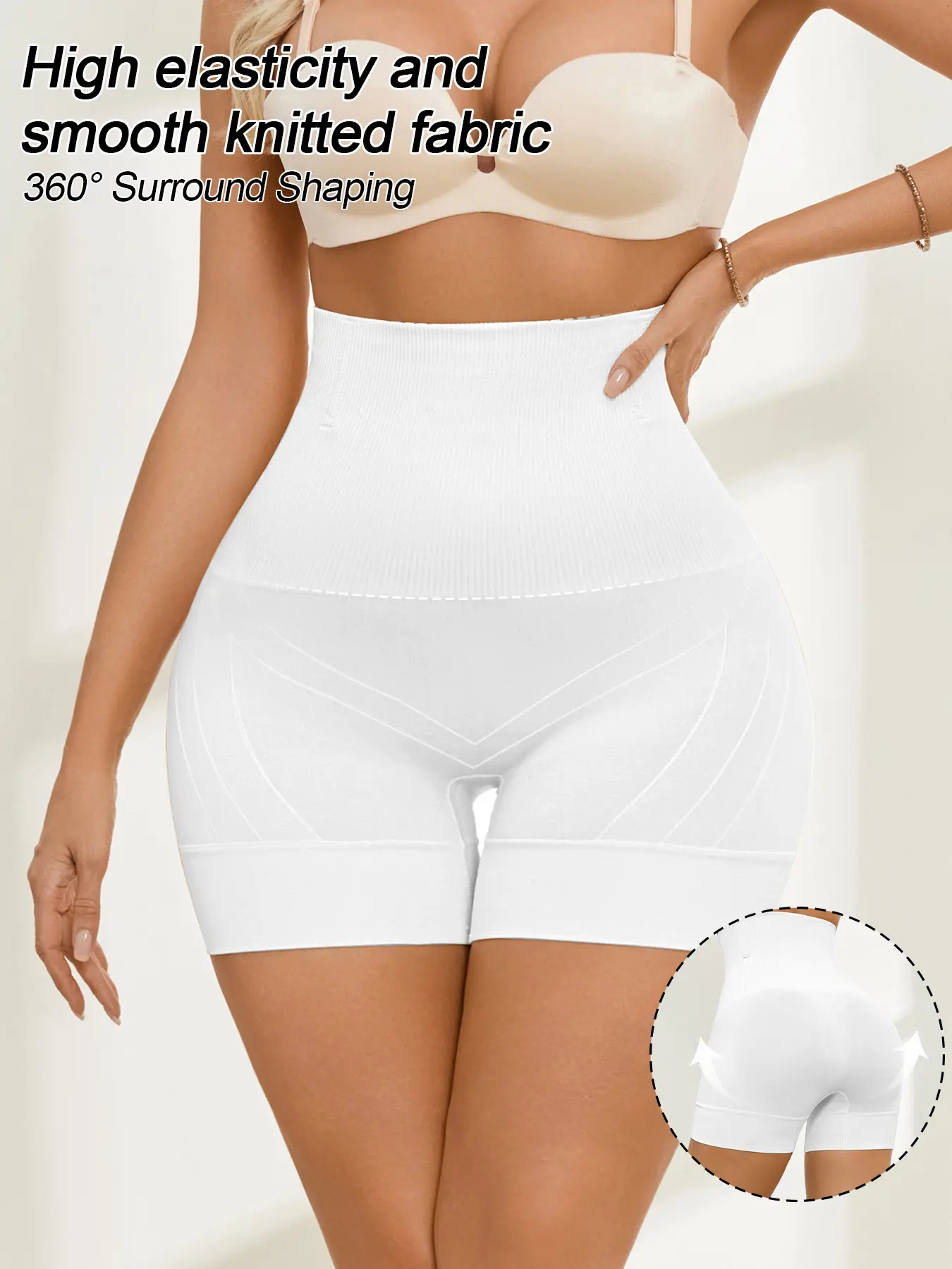 High Waist Seamless Compression Shapewear Pants, Abdominal Tightening Trainer, Butt Lifting Underwear, Women's Flat Belly Braided, Smooth, High Waisted Shaper