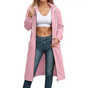 Women'S Zip Up Hoodies Oversized Fleece Long Tunic Sweatshirts Casual Long Sleeve Fall Hoodie Jacket Coat With Pockets Comfy Womenswear Drawstring Soft