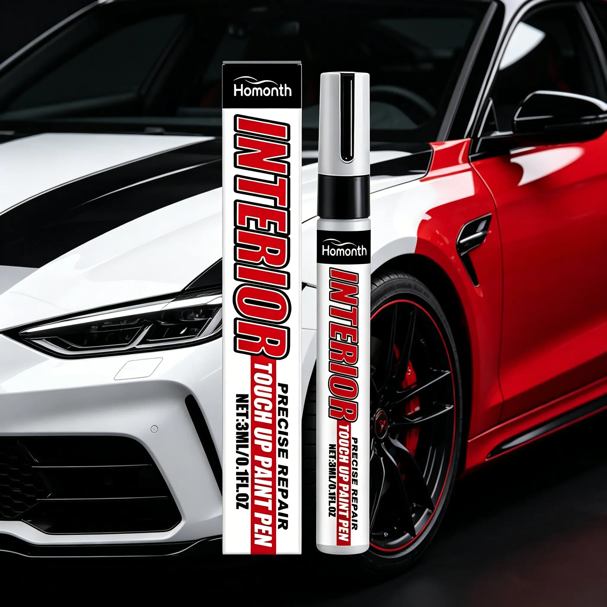 Homonth Car Touch-Up Paint Pen – Perfect for Plastic Trim Scratch Repair, Restore Car Body Color, Fix Scratches & Chips, Easy to Use, Smooth Finish, Durable Auto Paint for Bumpers, Mirrors, Doors, Fast DIY Car Care