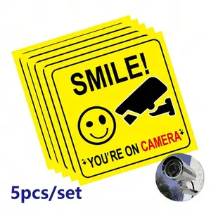 5/10 Piece Set with Polite Camera Sign, Smile on Camera Sign, Home Garden Driveway Security Sign, Decorative Safety Signs, Desk Wall Sign, Home Office Decoration Signage, Home Decor Products