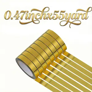 Gold Metallic Mirror Tape - 8 Rolls Reflective Adhesive for Wall Decor, Gift Wrapping & DIY Crafts, Premium PET Material, 22 Yards Each, Residue-Free Adhesive, Easy Application & Removal