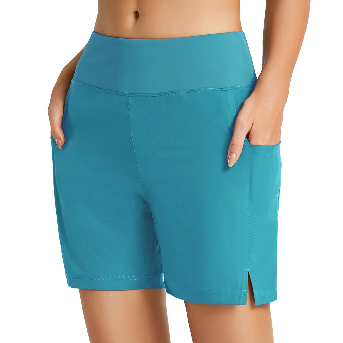 Baleaf 2025 Women's 5" High Rise Swim Bottoms - Quick Dry, Elastic Waistband, UPF50+ Sun Protection, Mesh Liner, Pockets, Active Beach Outdoor Tankini Shorts