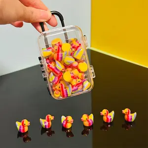 30pcs Realistic Rainbow Ducklings + 1pc Luggage, Miniature Decorative Ducks, Random Shipping, Christmas Stocking Filler, DIY Craft Supplies, Cute Collectible Figurines, Decoration