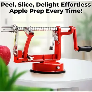 Apple Peeler Slicer Corer 3 In 1, Potato Peelers, Stainless Steel Heavy Duty with Suction Cup Base (vermilion)
