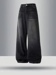 Men'S Casual Wide-Leg Jeans , Relaxed Fit, Mid-Rise, Regular Length, Zipper Fly, All-Season Comfort, Casual Attire | Relaxed Fit Jeans | Comfortable Jeans