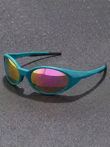 Y2K Retro Future Tech Oval Narrow Frame Sunglasses, Streamlined Wraparound Frame, Face Shape Enhancer, Essential for Outdoor Sports