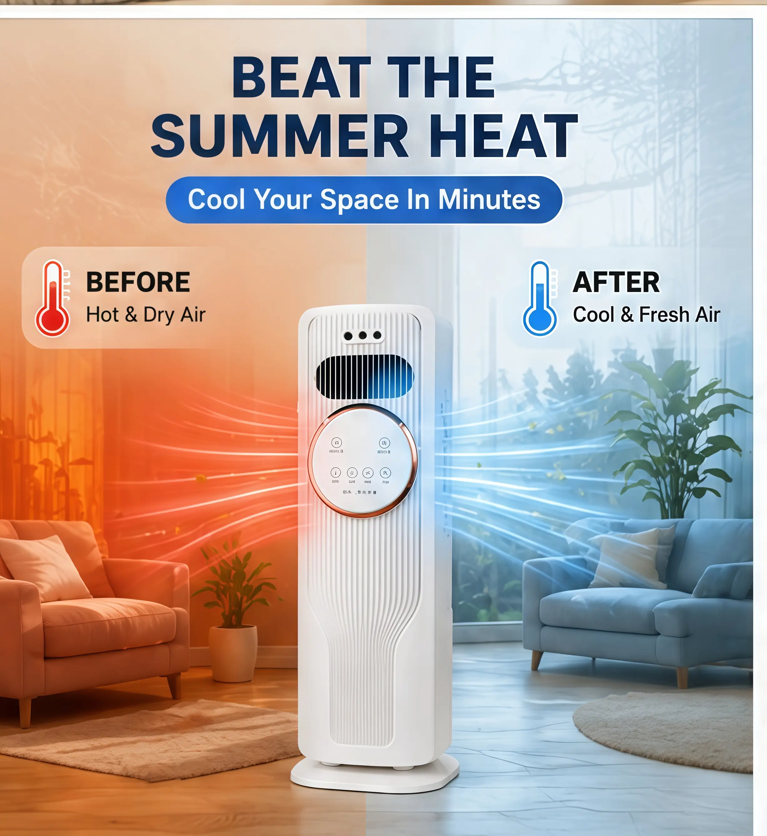 1500W 2-in-1 Bladeless Heater and Fan Combo - Multi-Setting, Oscillating, AC-Powered, Floor-Standing, Quiet Portable Tower with 2 Heat Settings, 3-Speed Bladeless Fans, Remote Control for Bedroom, Office, Multi-Setting Bladeless Fans