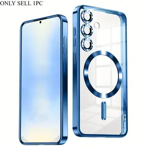 Magnetic Phone Case with Camera Lens Protector, TPU Shockproof Phone Protective Cover, Phone Accessory Compatible with Samsung A16 A36 A56 A55 A54 A34 A14 A17 A07 A37 A27 A57, Casing, Protection, Cellphone, Smartphone