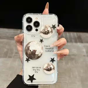 Disco Ball Pattern Phone Case, Clear Phone Cases for iPhone 11 12 13 14 15 16 17 Series, Phone Accessories.