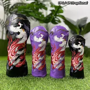 Golf Club Head Covers, Chinoiserie Trend Design, Phoenix Embroidery Detailing, Universal Fit for Drivers & Hybrids, Golf Accessory, Golf Gear