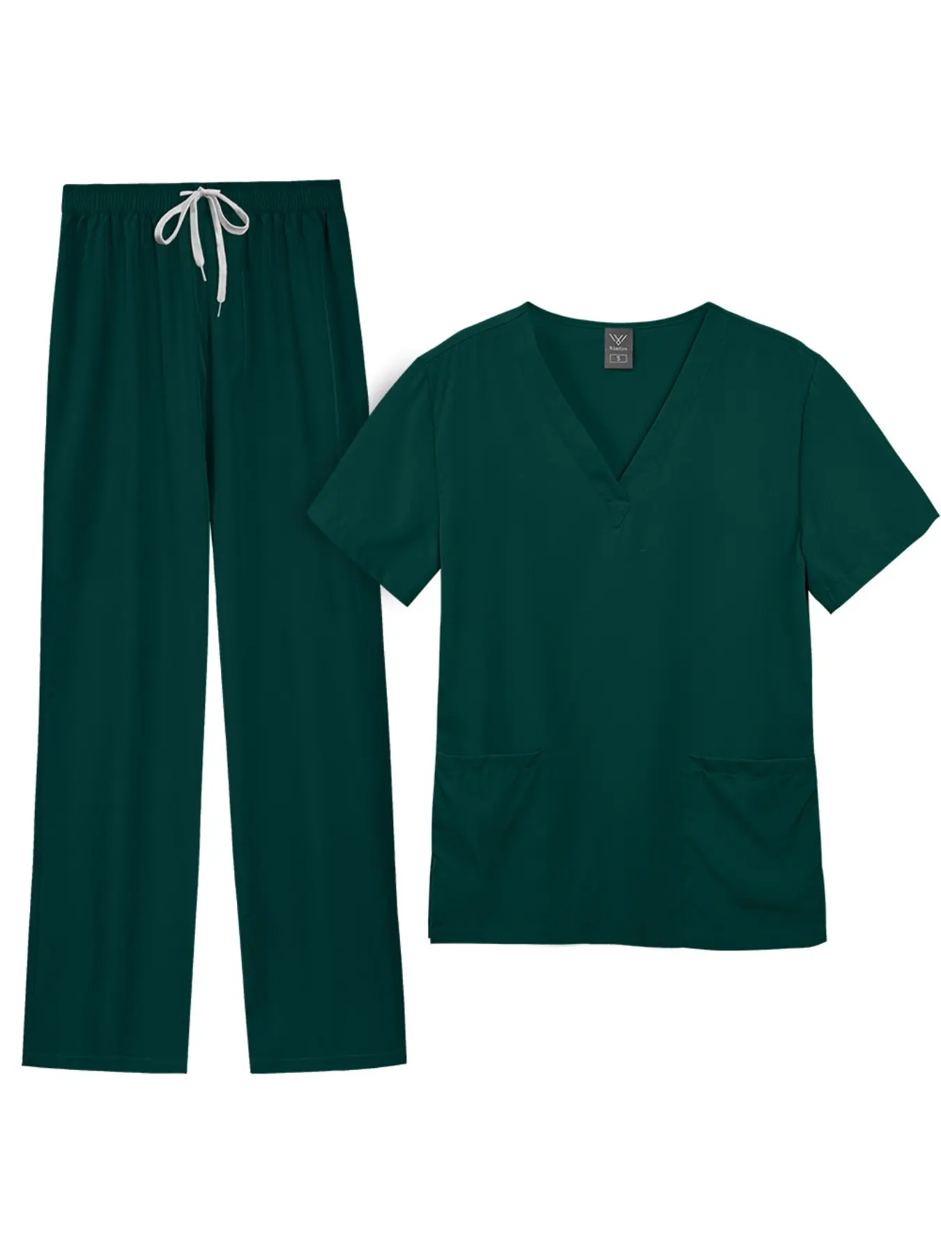 Medical Scrubs, Scrub Suit, Women Fitted Casual Workwear Hospital Nurses Uniforms, Short Sleeve Nursing Scrubs Uniforms Sets Basic Solid Color Straight Pants Surgical Gown