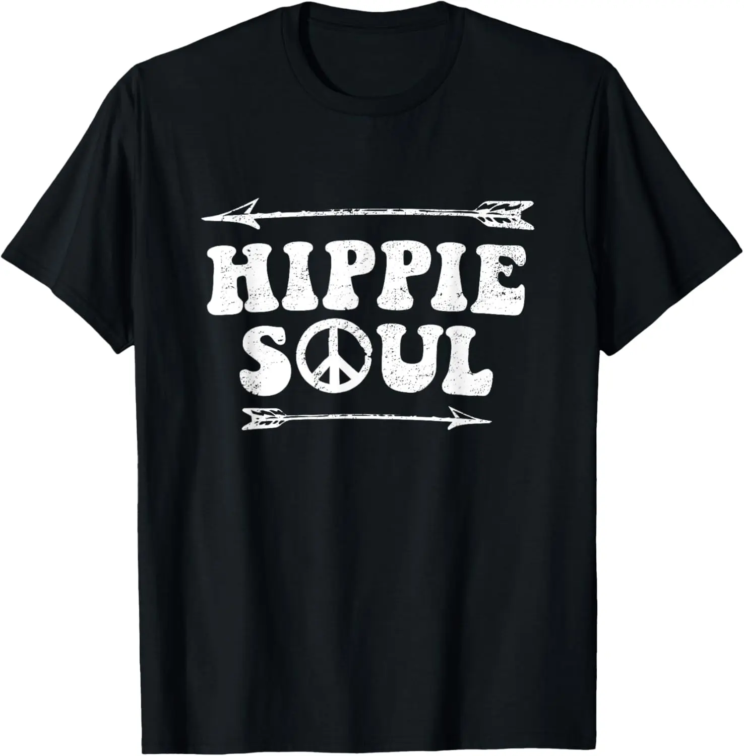 Women's 100% Cotton T-Shirt, Vintage 'Hippie Soul' Boho Graphic Print, Casual Short Sleeve Everyday Streetwear