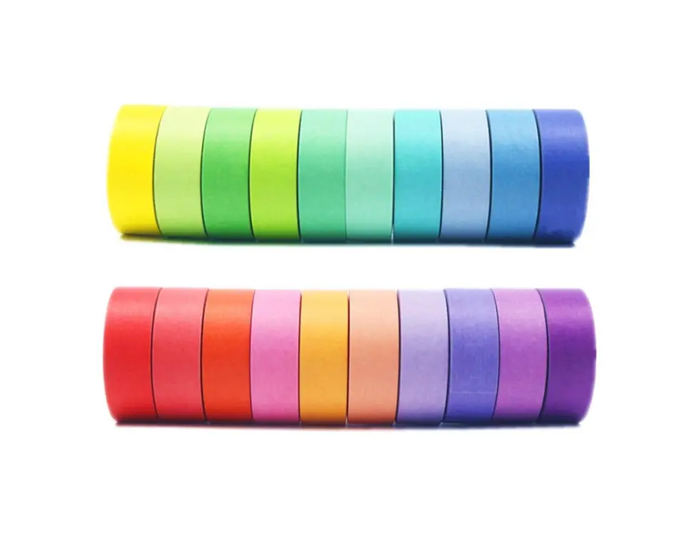Washi Tape Set, 20 Rolls Colored Masking Tape, 15mm Rainbow Pastel Writable Colorful Washi Tapes for Painting, DIY Scrapbook Designs