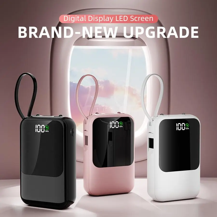 XBJ 10000mAh Portable Charger for Mobile & Electronic Devices, 3 Charging Cables Included, Compact Lightweight Smartphone Power Bank Accessory, Ideal for Camping & Travel summerwins