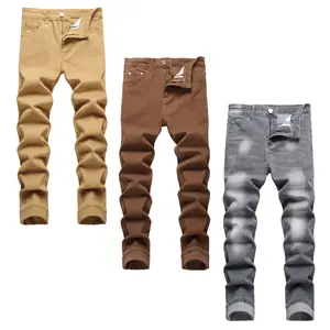 JUNBAOSS Men's Multi Pack Slim Fit Stretch Jeans Colored Skinny Jeans for Men, Distressed Straight Leg Casual Fashion Comfort Flex Waist Denim Pants, Menswear Classic Street Style Cotton Fabric Jean Natural Hipster Personalized Stylish Streetwear Jeans Ou