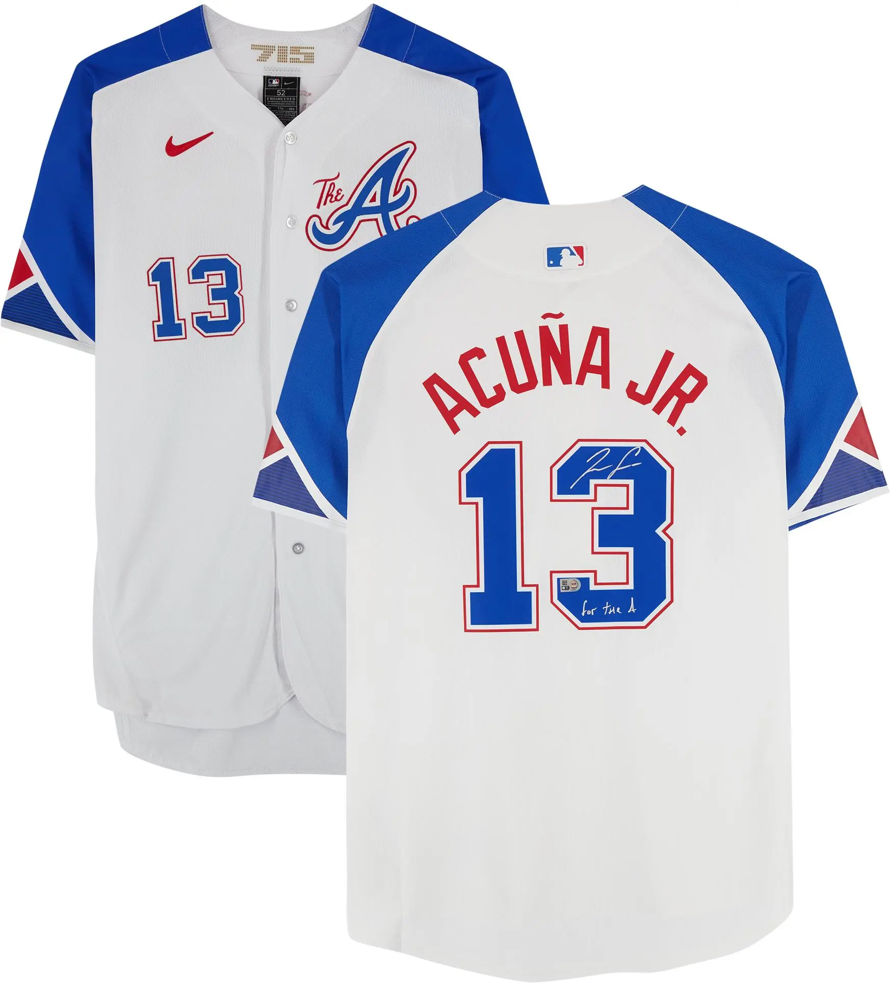 Ronald Acuna Jr. Atlanta Braves Autographed Nike City Connect Replica Jersey with "For The A" Inscription - Fanatics Authentic Certified