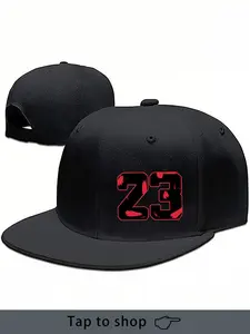 Unisex Street Style Baseball Cap, Adjustable Sun Hat with Number 23 Graphic, Fitted Woven Fabric for All Seasons