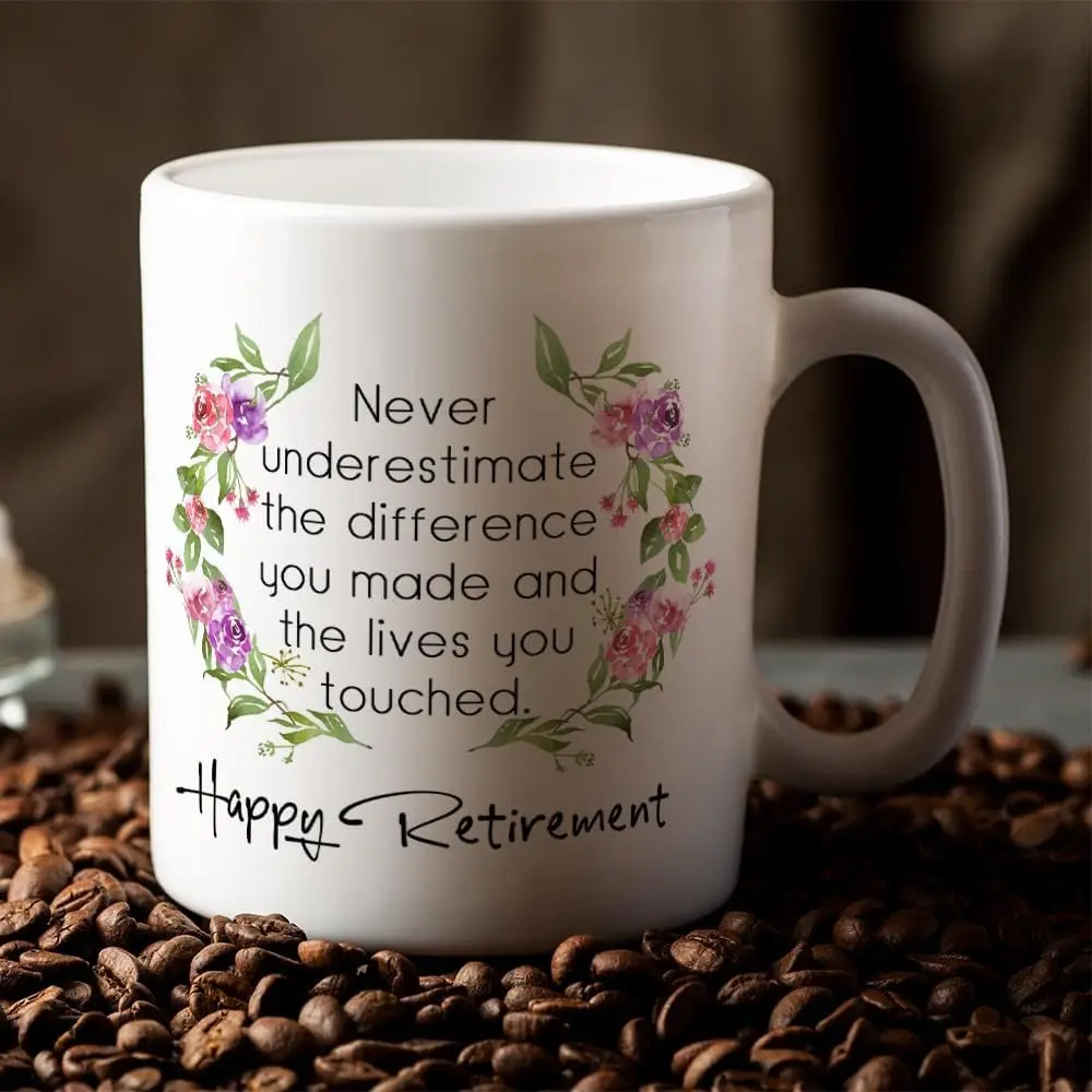 1pc 11oz Retirement Gifts for Women, Never Underestimate the Difference You Made Coffee Mug, Happy Retirement Cup for Women 2025, Funny Retirement Gifts for Mom Sister Nurse Teacher Coworker Friends