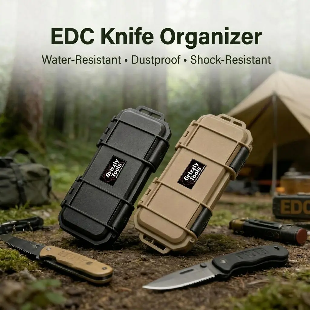 EDC Knife Holder Box, Waterproof & Shock-Resistant Hard Shell Tool Organizer Container for Folding Knives, Compact Portable Travel Storage Case Knifeholder