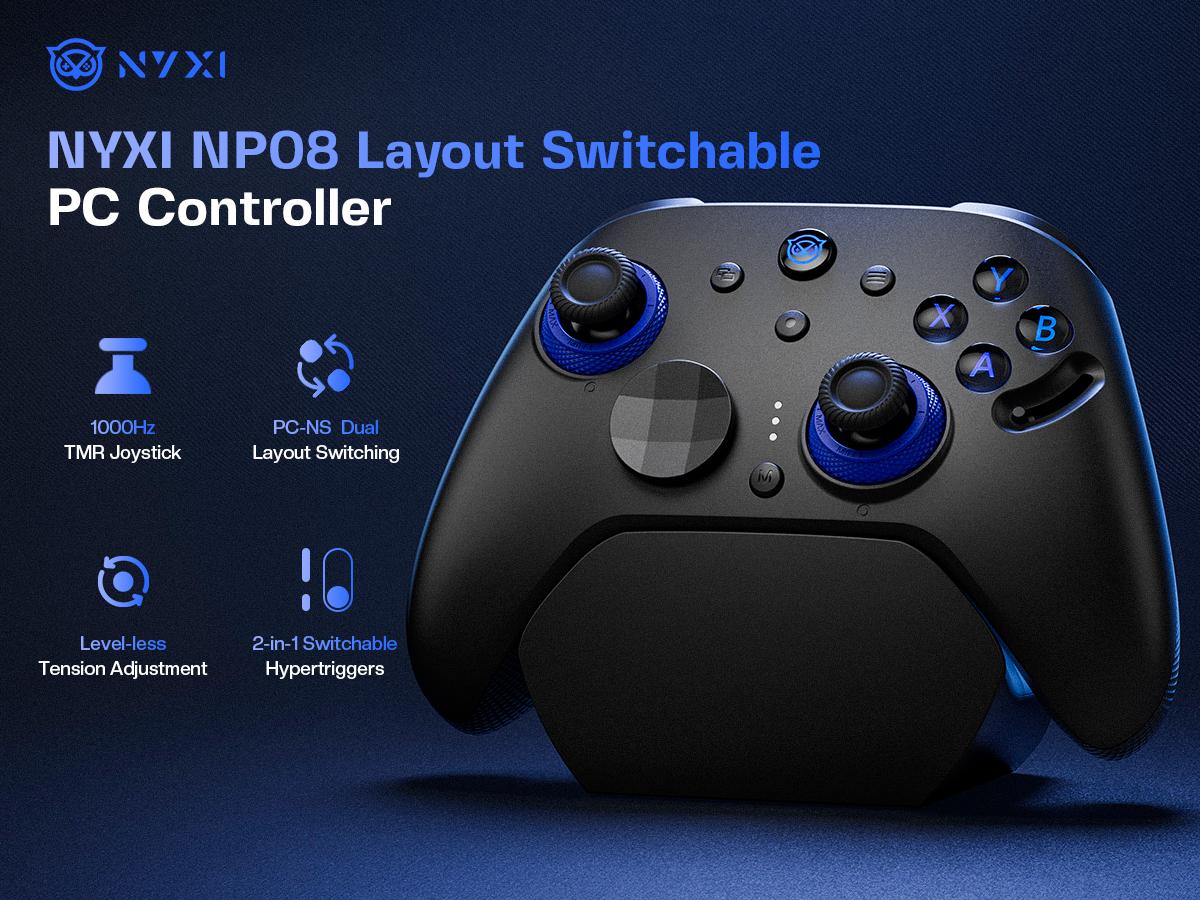 NYXI Imperial (Not For Xbox) PC Gaming Controller with Adjustable Tension TMR Joysticks, Interchangeable Buttons for PC/Switch Layouts, 1000Hz Polling Rate, Dual-Mode Triggers, 1200mAh Battery & Dock - for PC/Switch/Android/TV