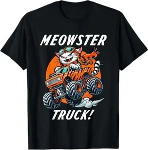 Funny Cat Lover - Meowster Truck Monster Truck Illustration T-Shirt