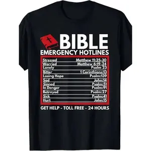 Tee Bible Emergency Numbers - Funny Christian Bible & Jesus T-Shirt