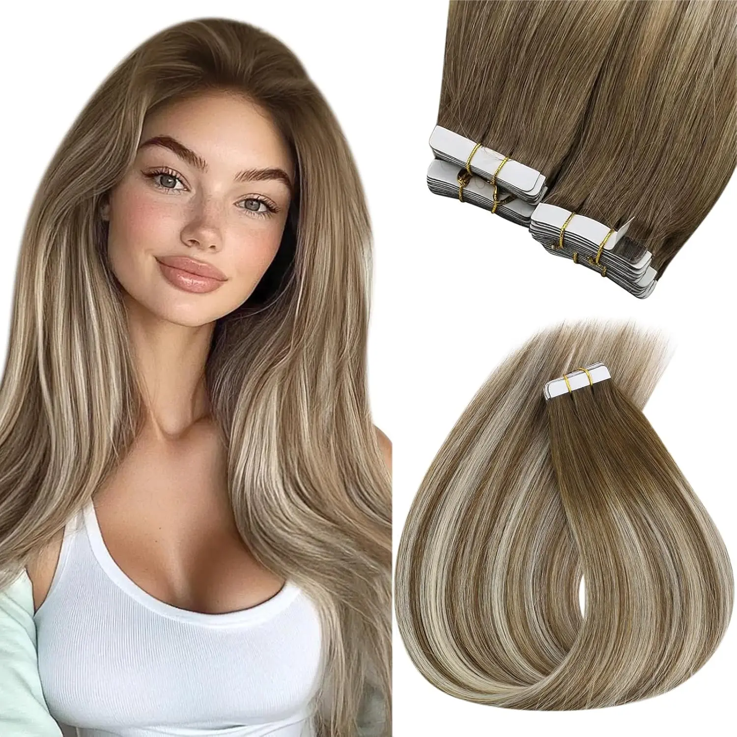 #6/60/6 Medium Brown with Platinum Blonde Balayage