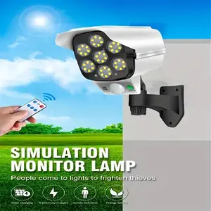 Outdoor Solar Security Light with Fake Camera Deterrent - PIR Motion Sensor, Remote Control, Waterproof Wall Lamp for Home Improvement Security Lighting