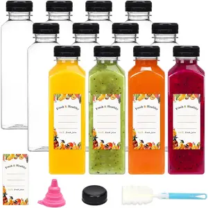8pcs 16oz Juice Bottles, Plastic Bottles with Caps, Reusable Juicing Bottle for Drinks, Smoothies and Other Beverages