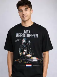 Max Verstappen Graphic T-shirt Vintage Style Racing Streetwear Shirt Full Logo Driver Car