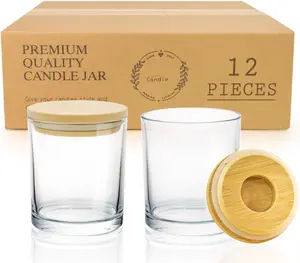 Bulk Candle Jars with , 12 count 10oz DIY Container Tumbler Jar for Candle Making Supplies - Clear Dishwasher Safe