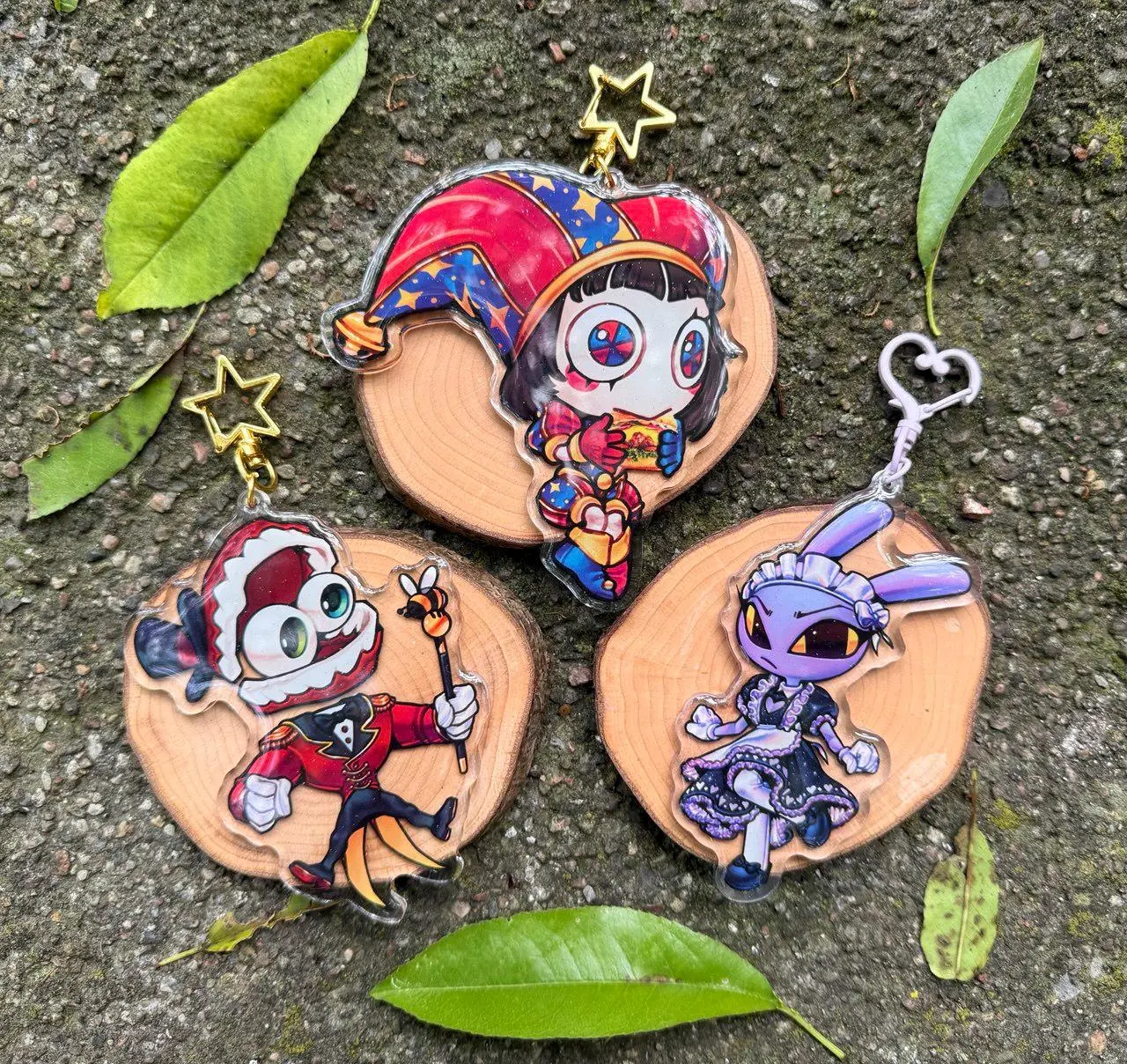 TADC Caine, Pomni, Jax Acrylic Keychain Charms - Cute Acrylic Cartoon Keychain, Funny Meme Character Charm for Keys, Bags, Backpack, Durable Gift for Fans & Collectors