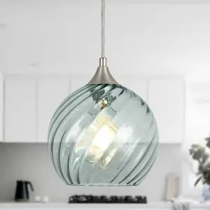7.87in Pendant Light turquoise blue Glass | Swirl Glass Pendant Light For Kitchen Island  Bedroom Lighting Over Sink & Dining Room