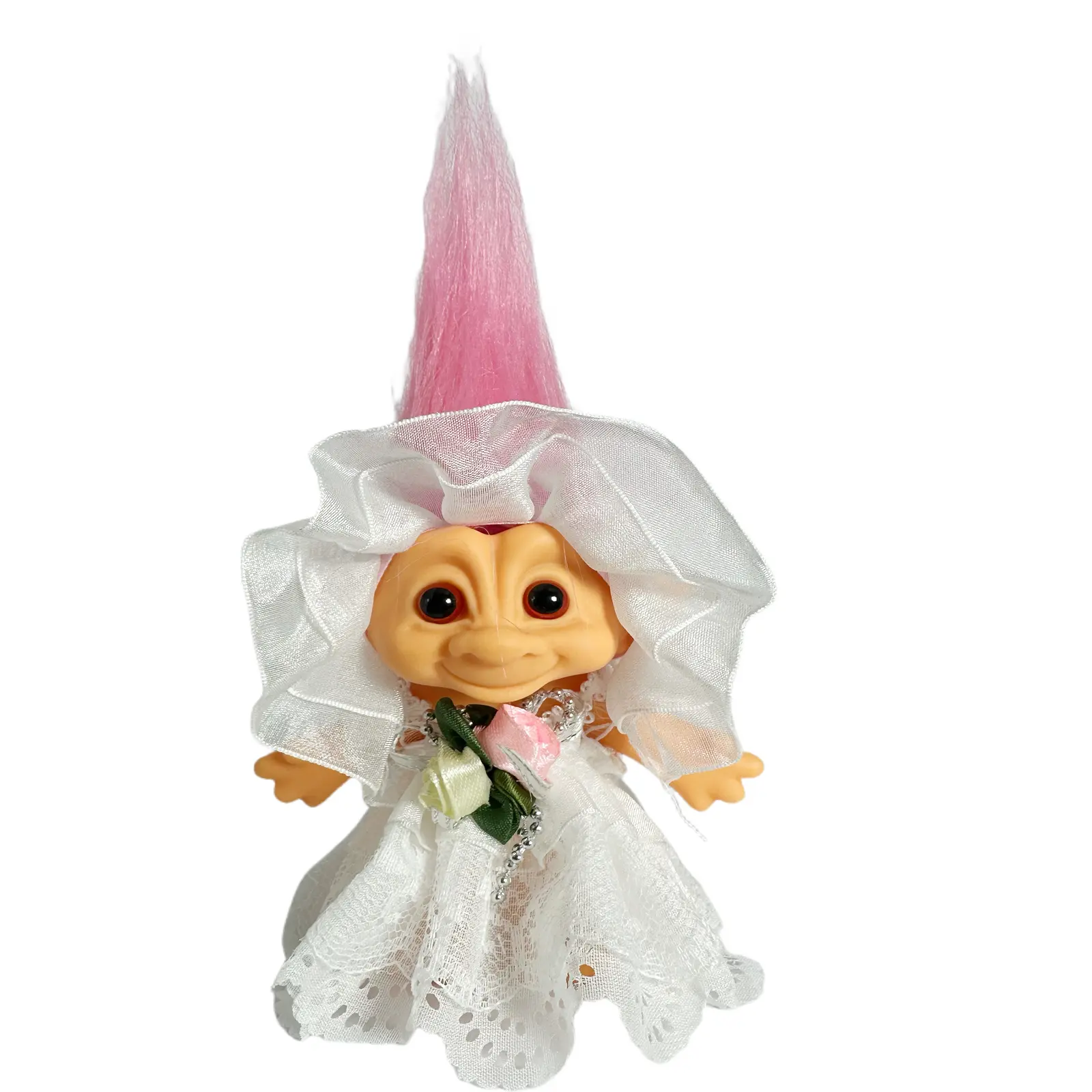 Vintage Troll Dolls - 7.5in Tall (Including Soft Hair), Adorable White PVC + Polyester Movie Figures with Clothes, Retro Charm, Durable 12-Month Safety-Certified Toys for Collectors, Suitable for 6–8 Years Olds