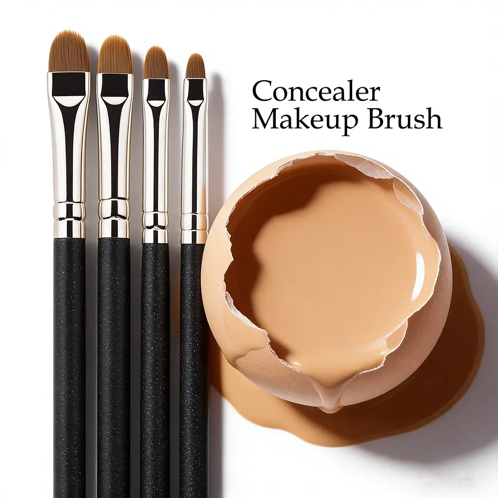 4 Pcs Concealer Makeup Brush Set, Small Concealer Lip Brush, Gel Eyeliner Brush, Makeup Blending Brush, Essential Brushes, Detail Concealer Makeup Tool, Essential Beauty Accessories, Make Up Tools