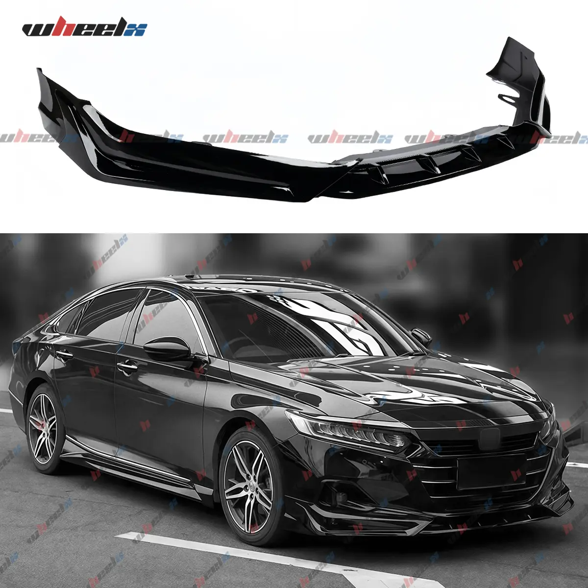 2021-2022 – Honda Accord All Models – ACR Style 3-Piece Front Bumper Lip Spoiler Kit, Aerodynamic Design Body Kit Spoiler , Crystal Black Pearl (Color Code #NH-731P) ABS Plastic Car Parts