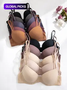 Multi-Pack Bras with Underwire, Casual Fitted Nylon Bra with Adjustable Straps, Medium Support, Plain Design, All Seasons Wear Underwear