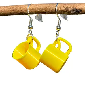 Rudimentarie Mug Earrings -Gradient, Magenta, Orange, Blue, Yellow, Black, Glow in the Dark