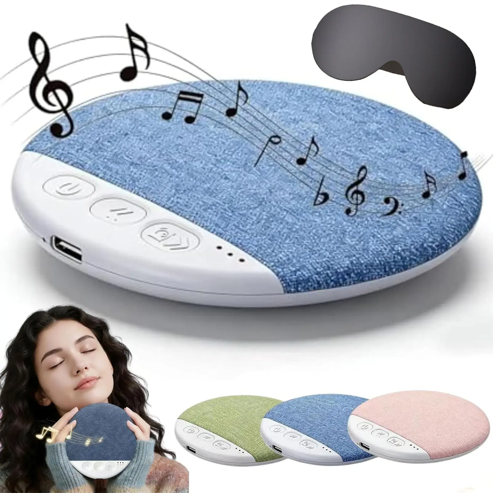 Pillow Speaker for Sleeping, Mini Bluetooth Speaker Under Pillow with Noise White Noise Sound Machine for Sleeping, Headphone-Free Sleep Speaker for Side Sleeper Blue with Sleep Mask Gift, Portable Wireless Speaker, Rechargeable Portable Audio