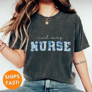 Comfort Colors Med Surg Nurse Shirt for Women Medium Cotton Top Casual Streetwear Summer Wear Nurse Gift Womenswear T-Shirt