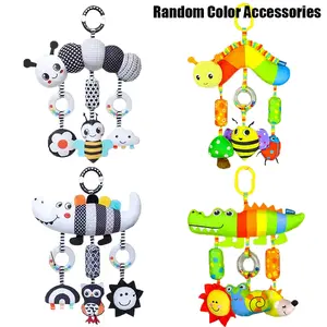 Baby Toy High Contrast Cute Animal Wind Chime Plush Rattle Maracas Doll, Hangs on Stroller Car Seat, Sensory Toy for Newborns 0-5 Months, Christmas gifts, Christmas decorations