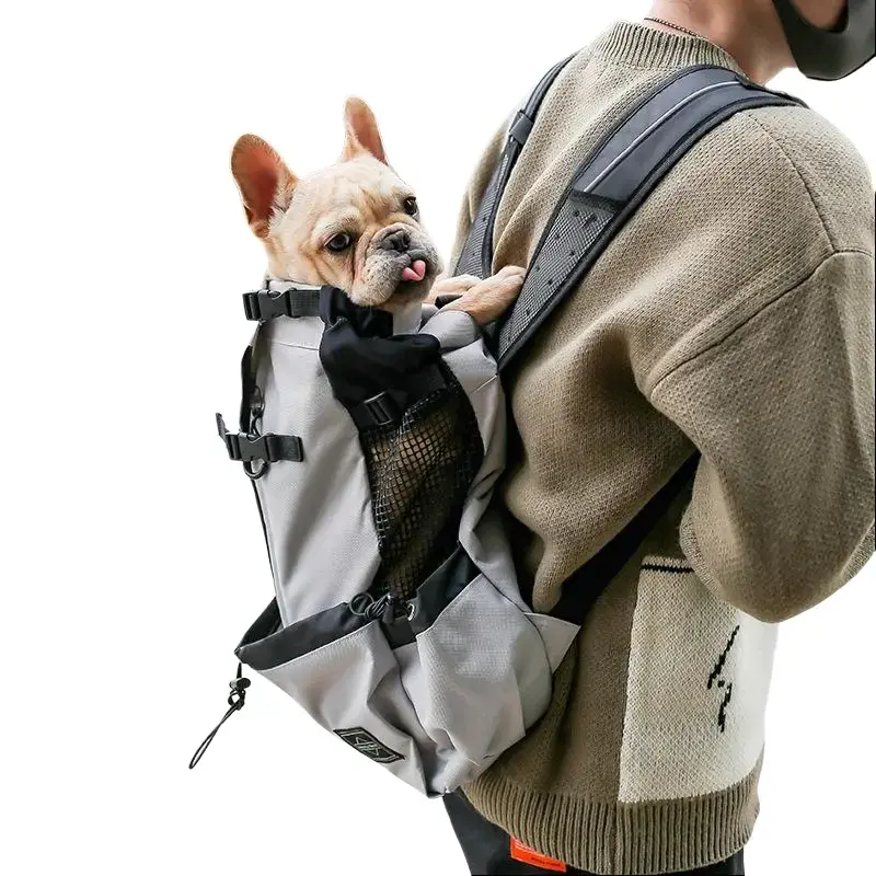 Pet Dog Double-Shoulder Carrier Backpack - Portable Polyester Animal Carrier for Travel