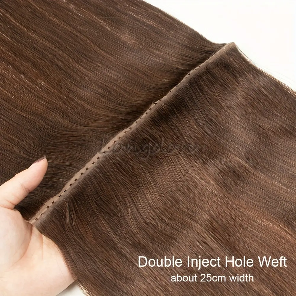 2025 12'' 16'' 20'' 24'' Twin Tabs Long Tape PU Weft Real Human Hair No Glue Microlink Application 40-50g Straight Hair Party Women