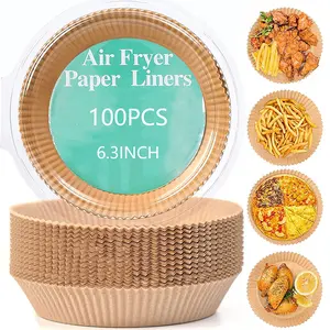 Air Fryer Liners Disposable Paper Liner 100 Pcs/200 Pcs - 6.3 inch Round Air Fryer Parchment Paper, Non-Stick Food Grade Parchment Paper Sheets for Baking, Cooking, Roasting Microwave