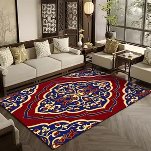 Chinese Style Vintage Pattern Floor Mat, Non-slip Floor Carpet, Decorative Area Rug for Home Living Room Bedroom Hotel Coffee Shop