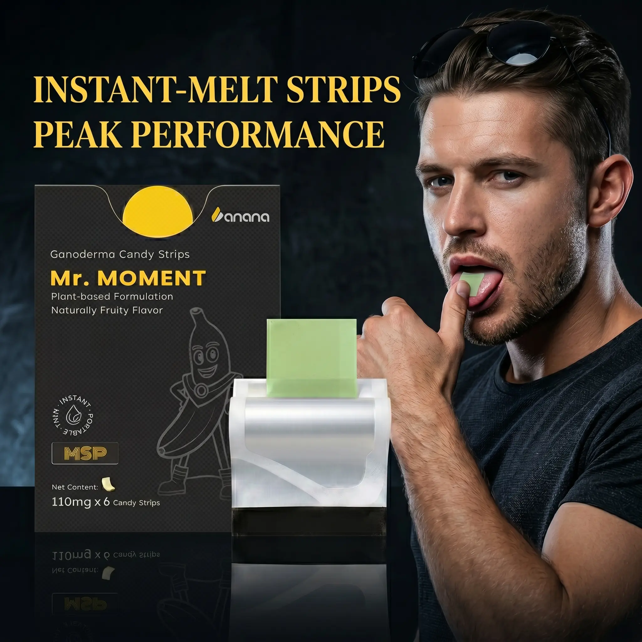 BANANA Mr. MOMENT Fruity Candy Strips 30-Second Instant Melt  Candy Strips
